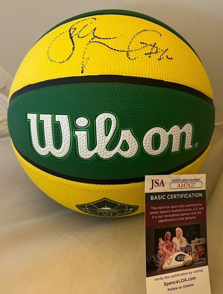 SUE BIRD WNBA SIGNED SEATTLE STORM LOGO BASKETBALL BALL AUTOGRAPHED JSA
 COLLECTIBLE MEMORABILIA