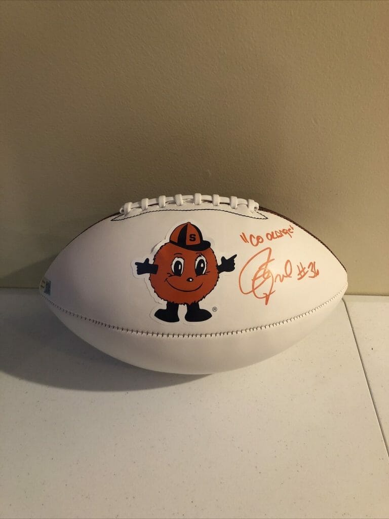 SYRACUSE ORANGE- ROBERT DRUMMOND SIGNED AUTOGRAPH LOGO FOOTBALL TRISTAR COA COLLECTIBLE MEMORABILIA