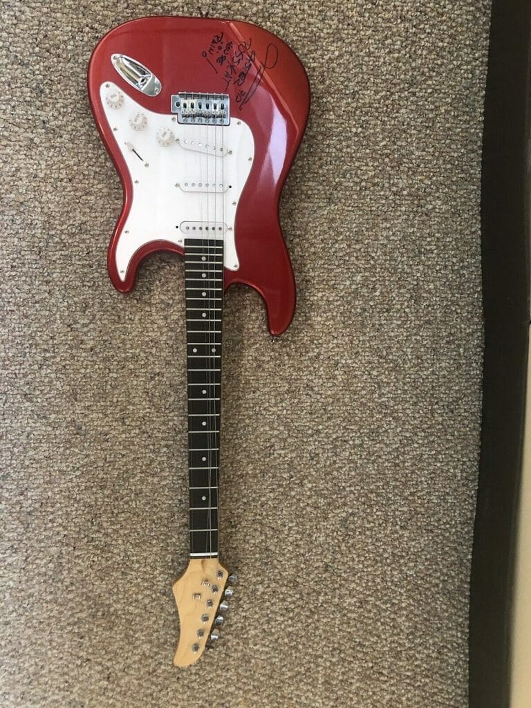 TAIME DOWNE FASTER PUSSYCAT SIGNED AUTOGRAPH ELECTRIC GUITAR ACOA LETTER COA COLLECTIBLE MEMORABILIA