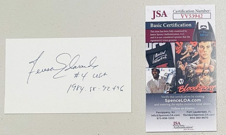 TERESA EDWARDS SIGNED AUTOGRAPHED 3×5 CARD JSA CERT BASKETBALL HOF
 COLLECTIBLE MEMORABILIA