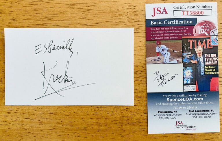 THE AMAZING KRESKIN SIGNED AUTOGRAPHED 3×5 CARD JSA CERTIFIED MENTALIST
 COLLECTIBLE MEMORABILIA