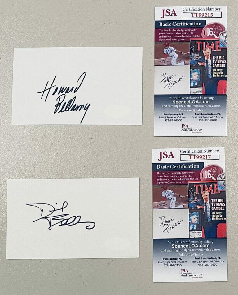 THE BELLAMY BROTHERS SIGNED AUTOGRAPHED 3×5 CARDS JSA CERT HOWARD DAVID COUNTRY
 COLLECTIBLE MEMORABILIA