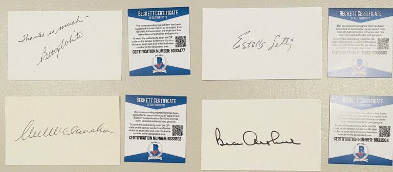 THE GOLDEN GIRLS SIGNED AUTOGRAPHED COMPLETE CAST 3×5 CARD SET X4 BECKETT BAS
 COLLECTIBLE MEMORABILIA