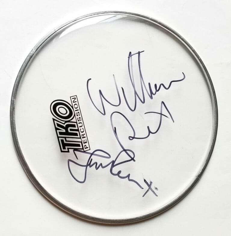 THE JESUS AND MARY CHAIN REAL HAND SIGNED 10″ DRUMHEAD COA BY JIM & WILLIAM REID
 COLLECTIBLE MEMORABILIA