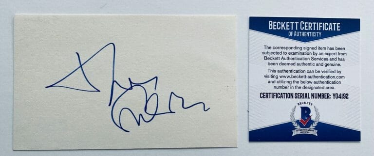 THERESA SALDANA SIGNED AUTOGRAPHED 3×5 CARD BAS BECKETT CERTIFIED RAGING BULL
 COLLECTIBLE MEMORABILIA