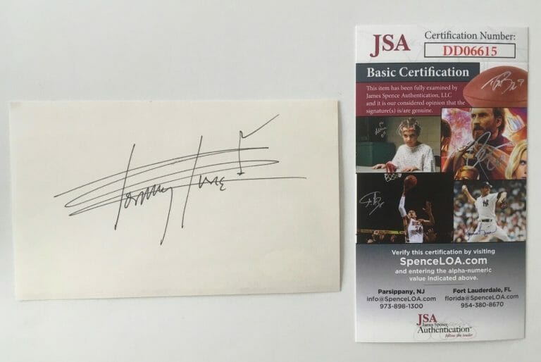 TOMMY TUNE SIGNED AUTOGRAPHED 3×5 CARD JSA CERTIFIED BROADWAY
 COLLECTIBLE MEMORABILIA