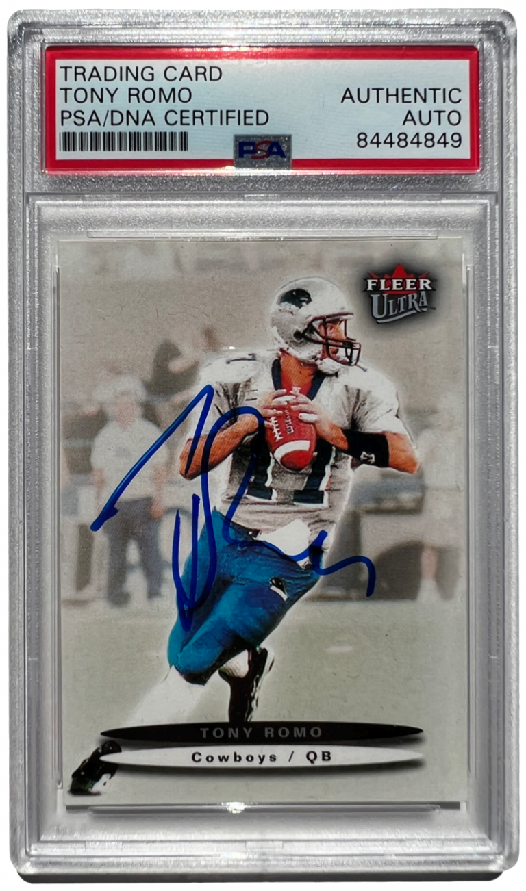 TONY ROMO SIGNED 2003 FLEER ULTRA COWBOYS ROOKIE CARD #182 RC PSA/DNA COLLECTIBLE MEMORABILIA