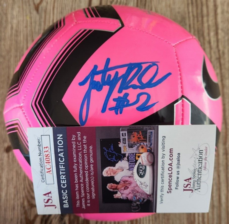 TRINITY RODMAN SIGNED SOCCER BALL W JSA COA #AC40833 USA USWNT WASHINGTON SPIRIT COLLECTIBLE MEMORABILIA