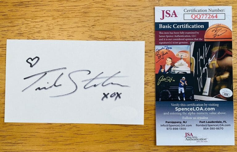 TRISH STRATUS SIGNED AUTOGRAPHED 3×5 CARD JSA CERTIFIED WWE WRESTLER
 COLLECTIBLE MEMORABILIA