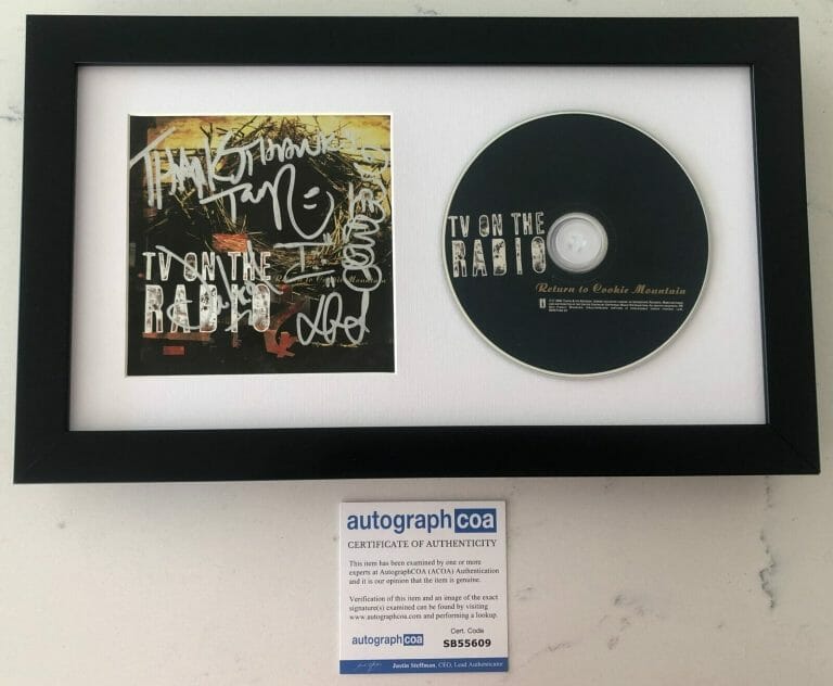 TV ON THE RADIO SIGNED RETURN TO COOKIE MOUNTAIN FRAMED & MATTED CD W/PROOF ACOA
 COLLECTIBLE MEMORABILIA