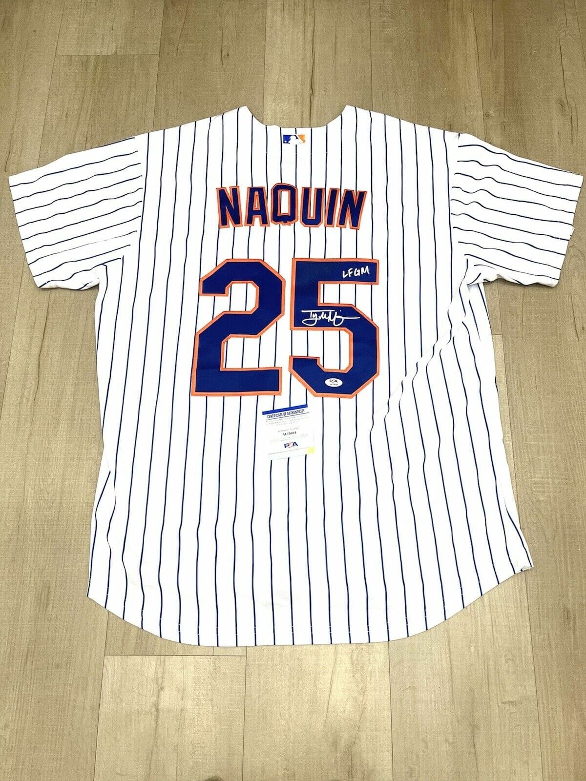 Tyler Naquin hand signed New York Mets Jersey PSA DNA Cert