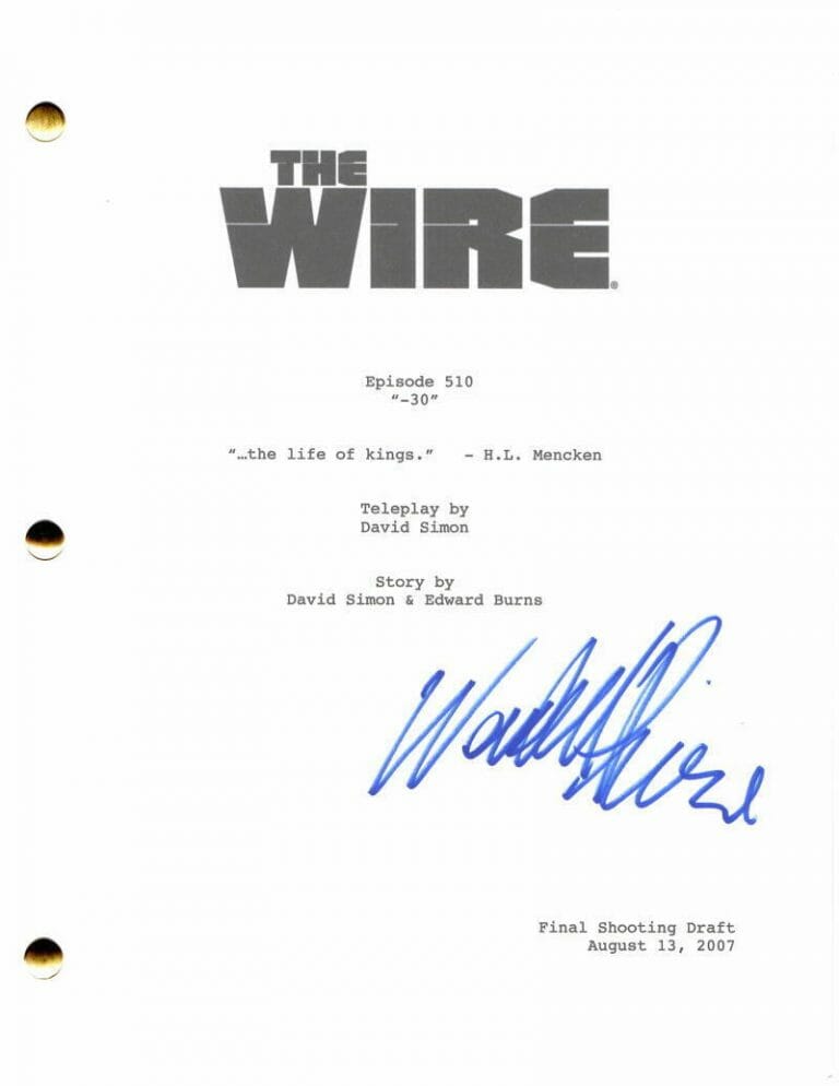 WENDELL PIERCE SIGNED AUTOGRAPH THE WIRE FULL FINALE SCRIPT – BUNK MORELAND RARE COLLECTIBLE MEMORABILIA