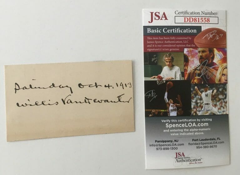 WILLIS VAN DEVANTER SIGNED AUTOGRAPHED 2.25 X 4 CARD JSA CERTIFIED SUPREME COURT
 COLLECTIBLE MEMORABILIA