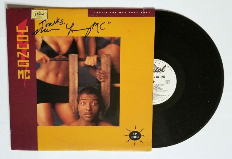 YOUNG MC MARVIN YOUNG REAL HAND SIGNED THAT’S THE WAY LOVE GOES VINYL COA M.C.
 COLLECTIBLE MEMORABILIA