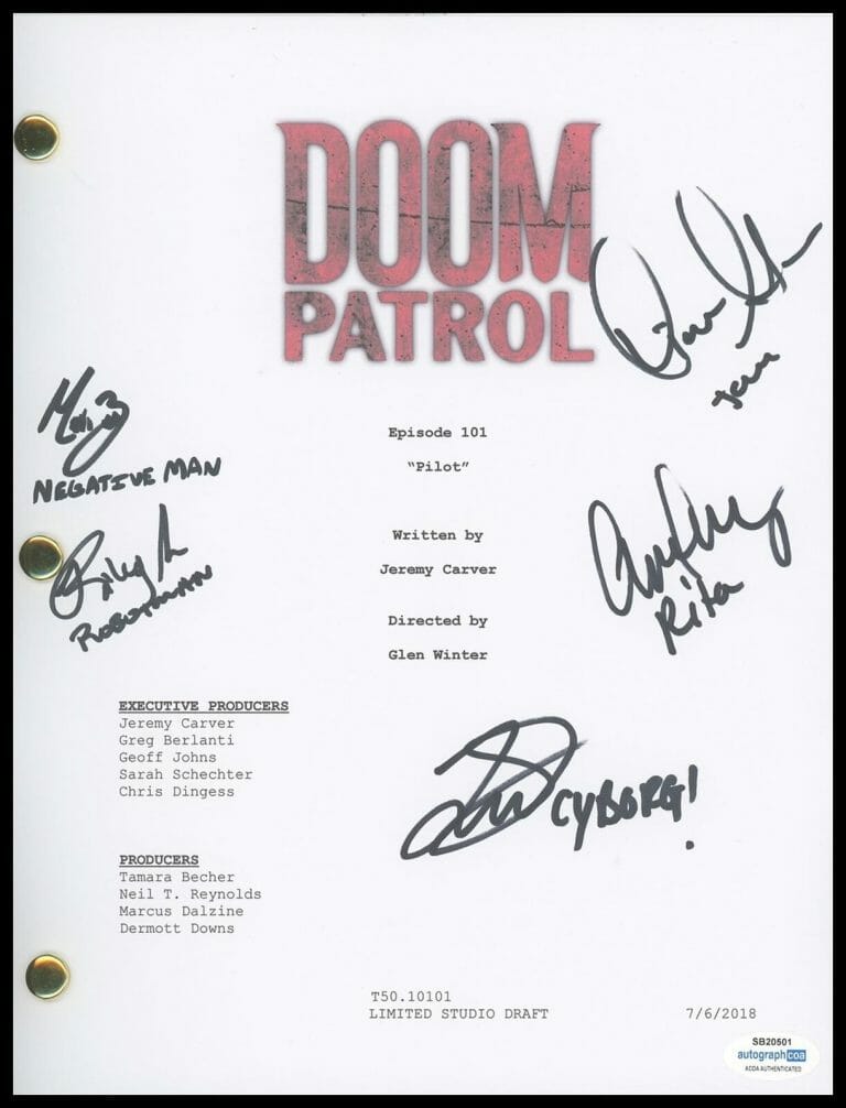 “DOOM PATROL” CAST AUTOGRAPHS SIGNED PILOT SCRIPT – DIANE GUERRERO +4 ACOA
 COLLECTIBLE MEMORABILIA