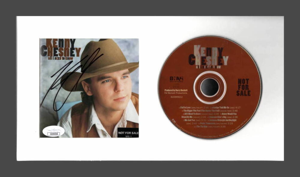 KENNY CHESNEY SIGNED AUTOGRAPH ALL I NEED TO KNOW FRAMED CD DISPLAY - JSA COA
