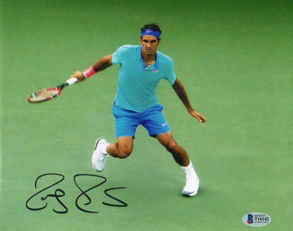 Roger Federer Signed Autograph 8x10 Photo - Wimbledon Champion Tennis Icon BAS
