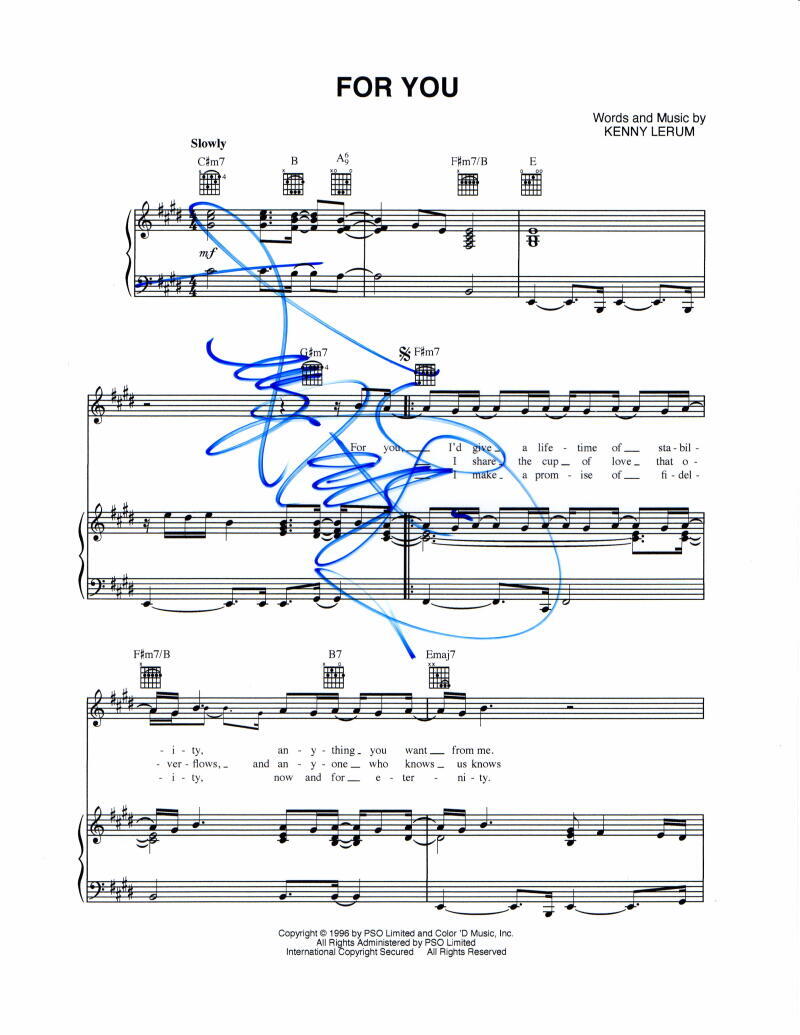 Kenny Lattimore Signed Autograph For You Sheet Music - From the Soul of Man
