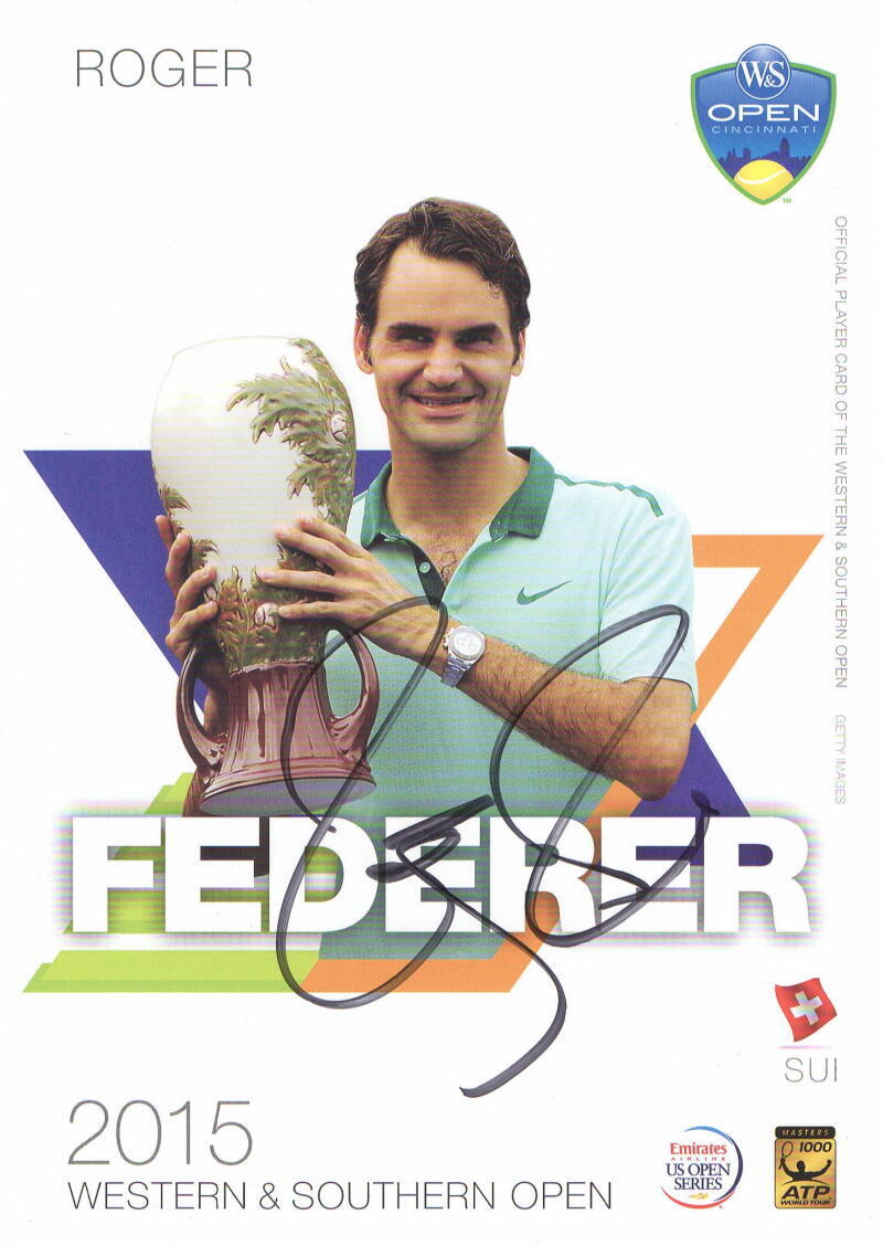Roger Federer Signed Autograph 5x7 Western & Southern Stadium Giveaway Card JSA
