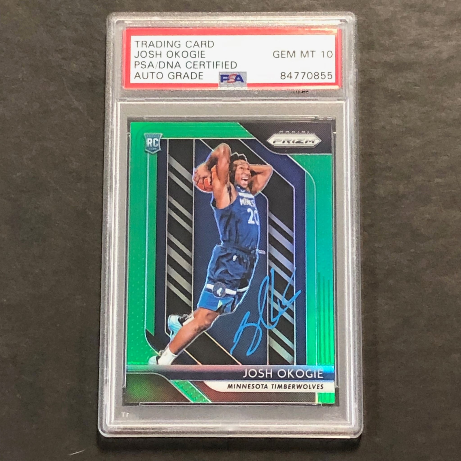2018-19 Panini Prizm #37 Josh Okogie Signed Rookie Card AUTO 10 PSA Slabbed RC T
