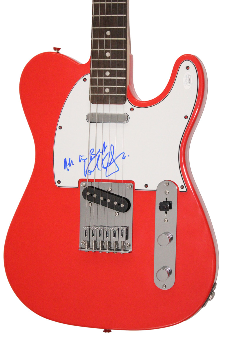 Karl Wallinger Signed Autograph Red Fender Electric Guitar - World Party w/ JSA
