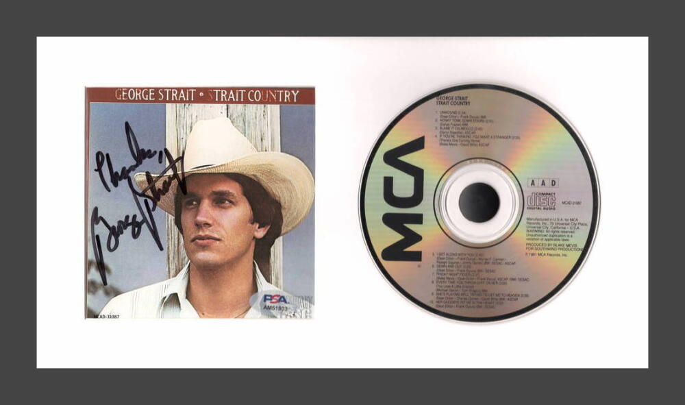 George Strait Signed Autograph Strait Country Framed CD Display w/ PSA COA
