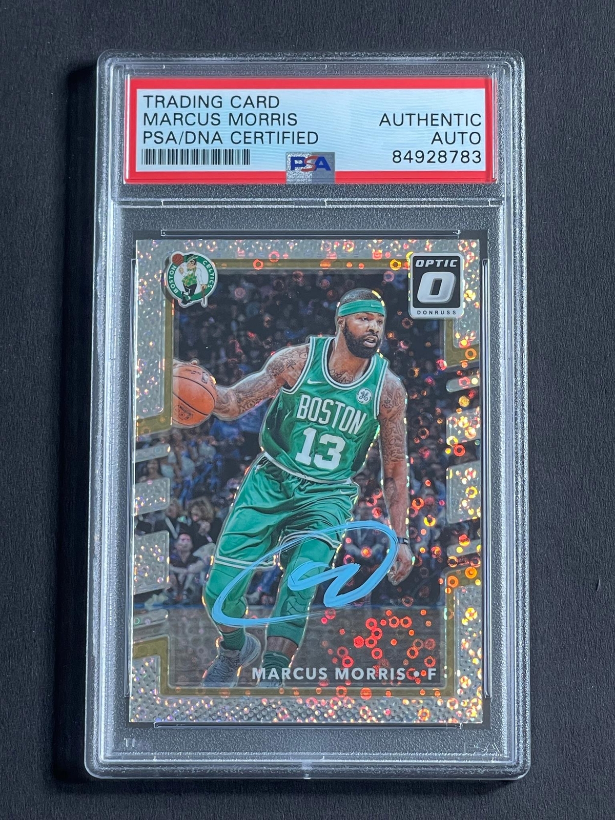 2017-18 Panini Donruss Optic Mojo #8 Marcus Morris Signed Card PSA Slabbed Celti
