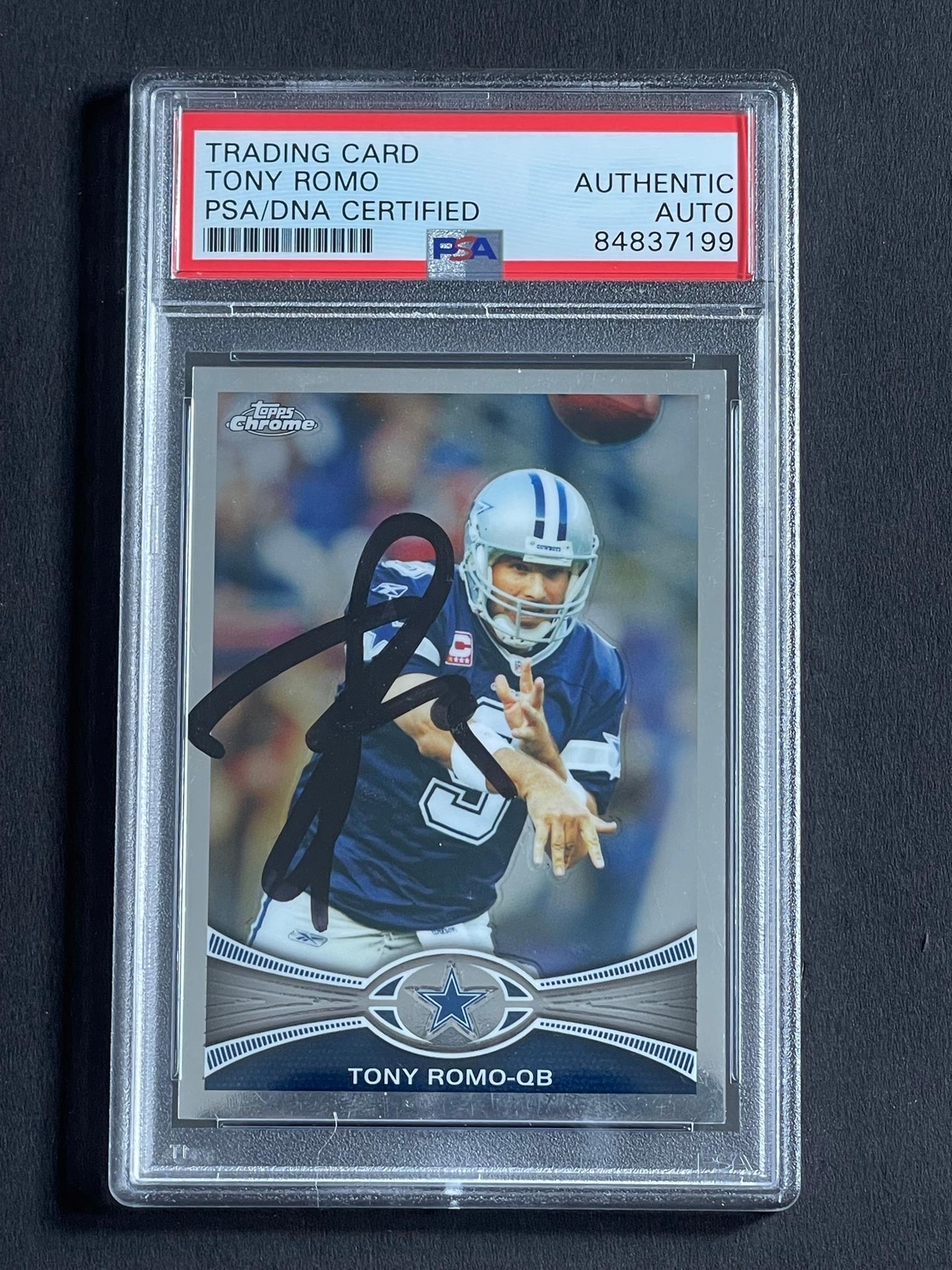 2012 Topps Chrome #63 Tony Romo Signed Card PSA Slabbed Cowboys
