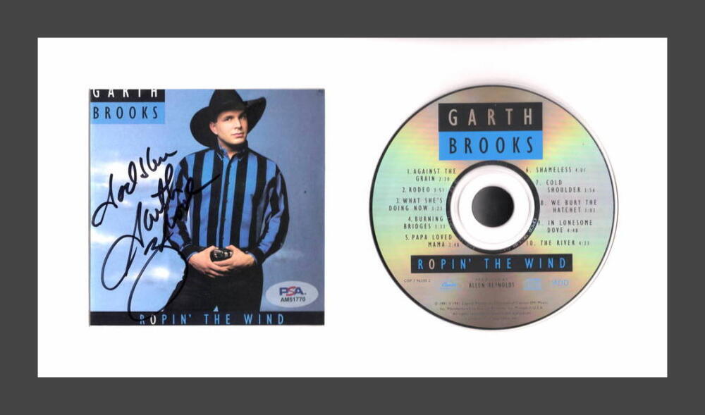 Garth Brooks Signed Autograph Ropin' the Wind Framed CD Display Country PSA COA
