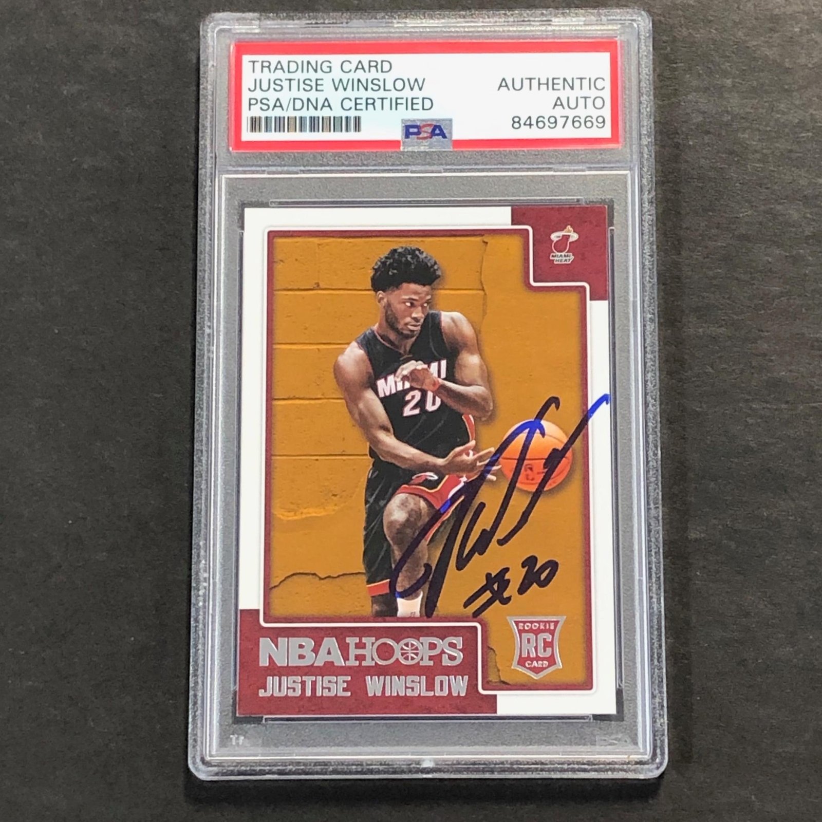 2015-16 NBA Hoops #300 Justice Winslow Signed Card PSA/DNA Slabbed RC Heat
