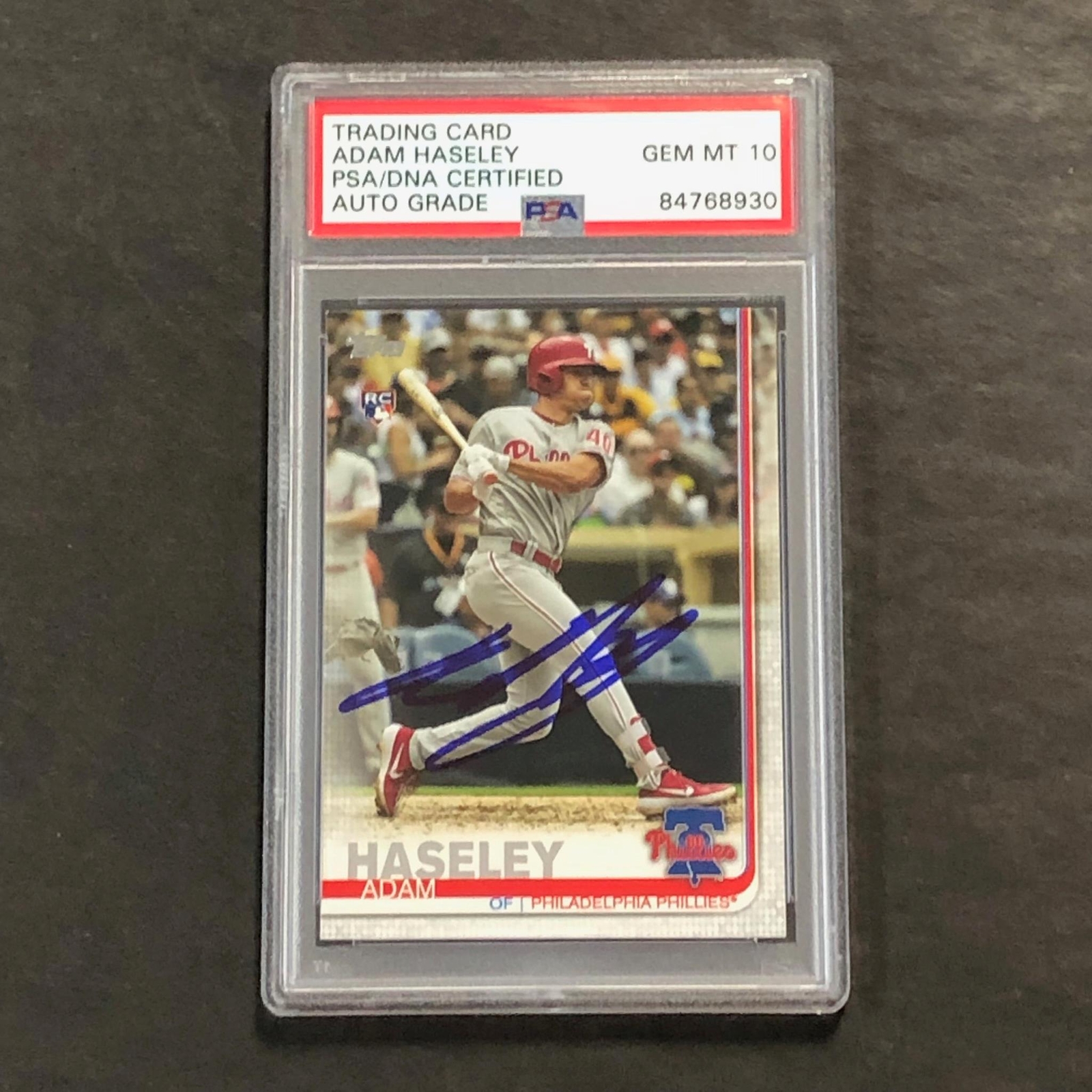 2018 Topps #US139 Adam Hasley Signed Card PSA Slabbed Auto Phillies RC
