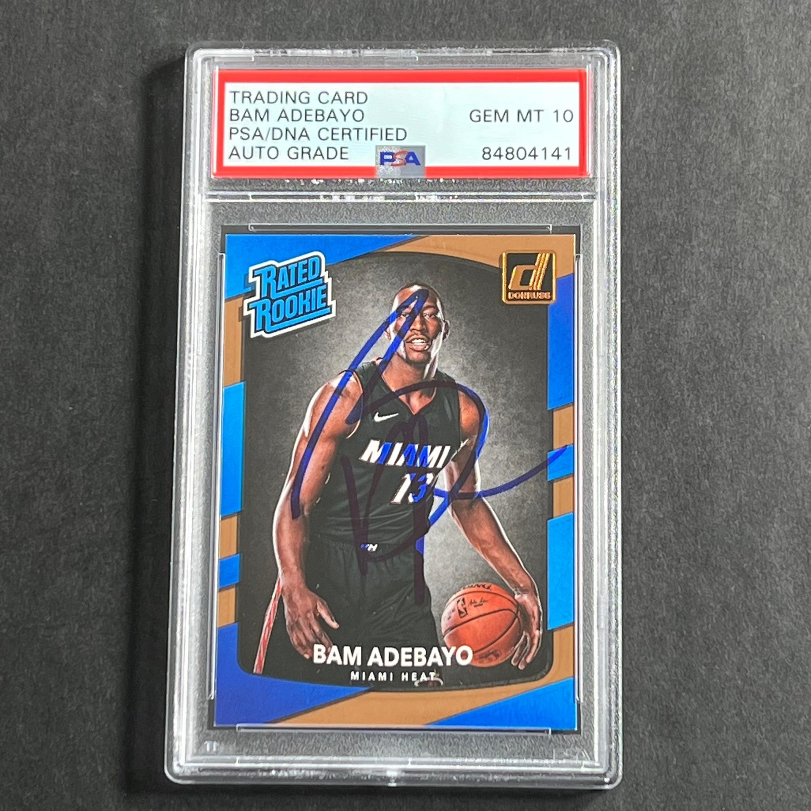 2017-18 Panini Donruss Rated Rookie #187 Bam Adebayo Signed Card PSA Slabbed Aut
