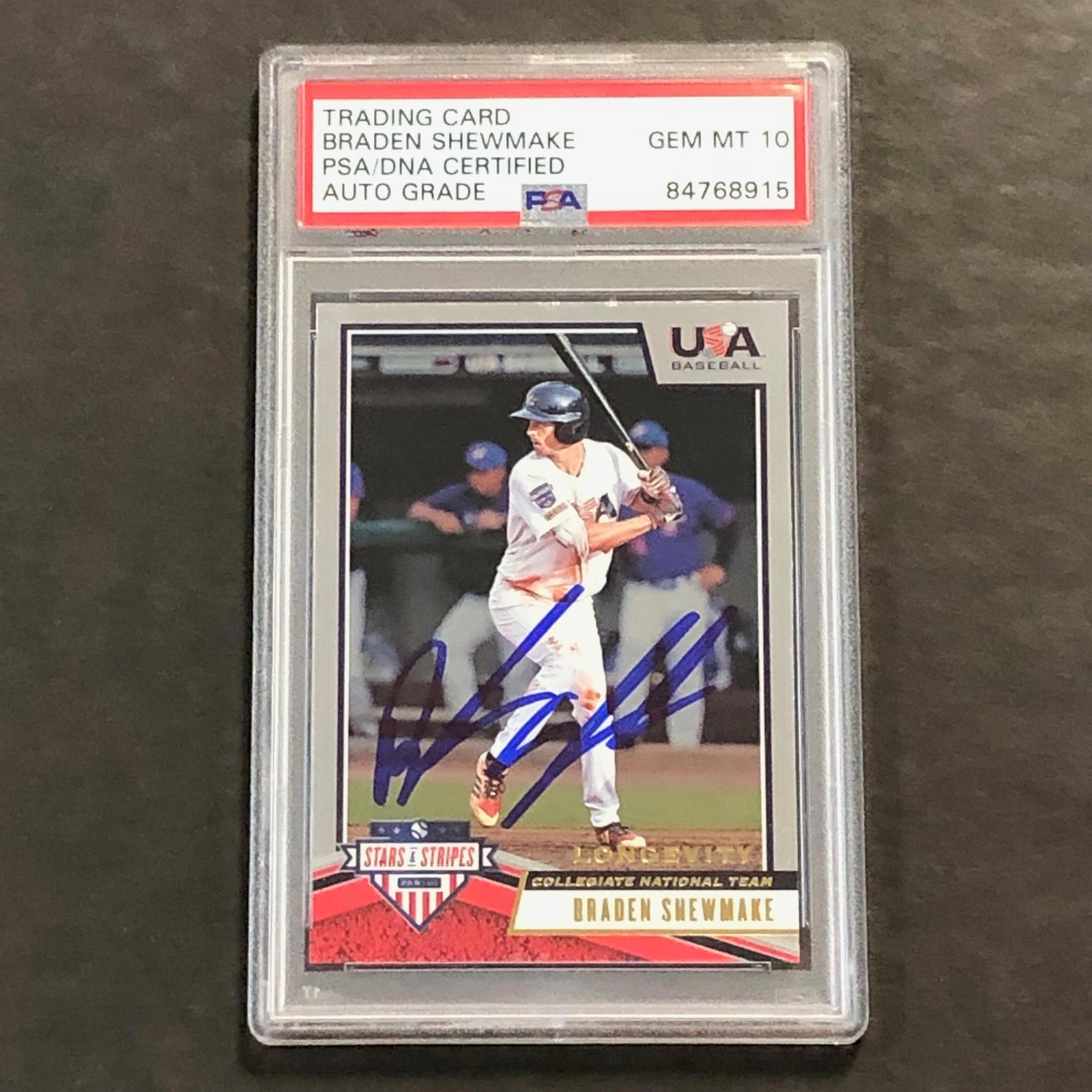 2019 Panini USA Stars & Stripes #99 Braden Shewmake Signed Card Auto Grade 10 PS
