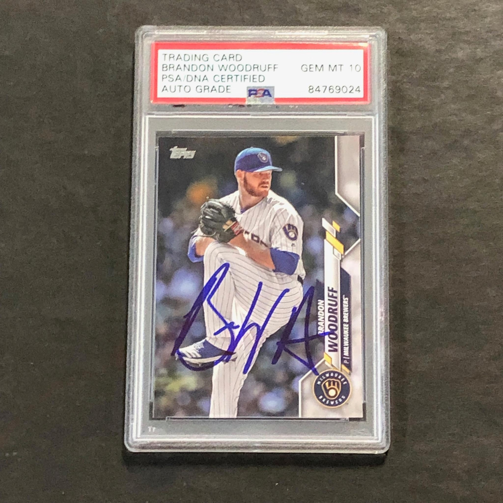 2020 Topps #32 Brandon Woodruff Signed Card PSA Slabbed Auto Grade 10 Brewers
