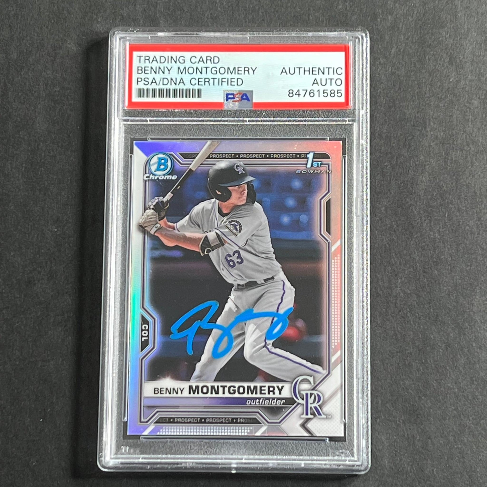 2021 Bowman Chrome #BDC-84 Benny Montgomery Signed Card PSA Slabbed Rockies
