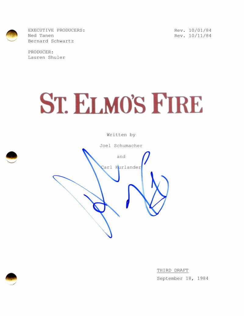 Andrew McCarthy Signed Autograph St Elmo's Fire Full Movie Script - Mannequin

