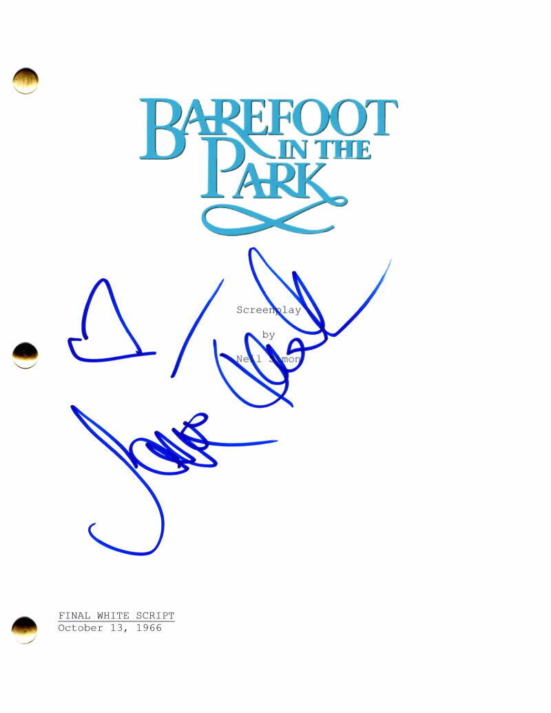 Jane Fonda Signed Autograph Barefoot in the Park Movie Script w/ Robert Redford
