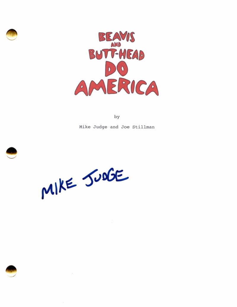 Mike Judge Signed Autograph Beavis and Butt-Head Do America Movie Script JSA COA
