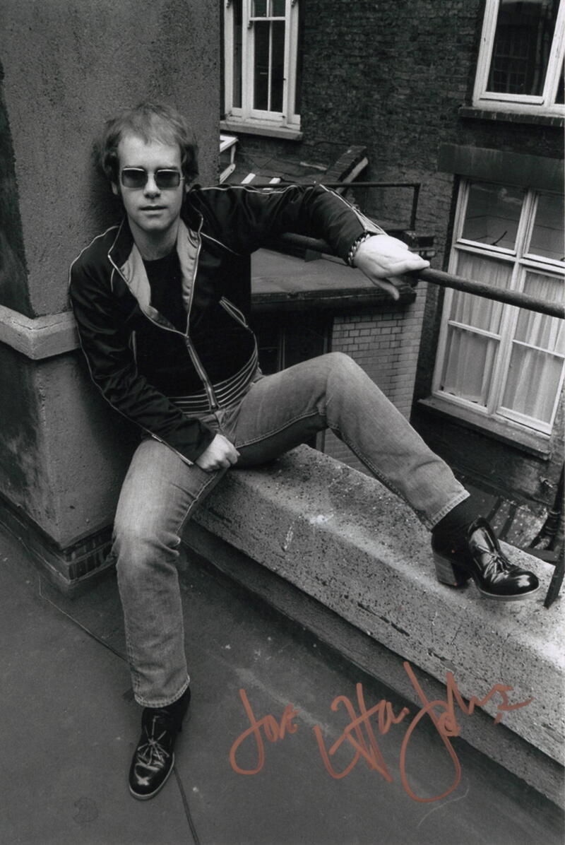 Elton John Signed Autograph 8x12 Photo Goodbye Yellow Brick Road Icon w/ JSA COA
