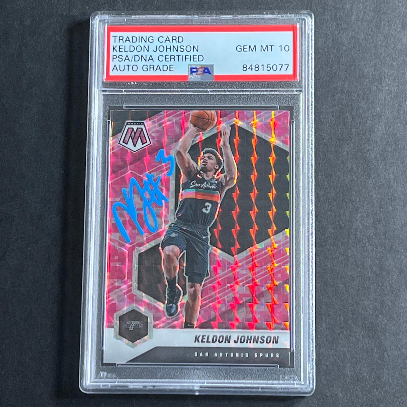 2020-21 Panini Mosaic #136 Keldon Johnson Signed Card Auto Grade 10 PSA Slabbed
