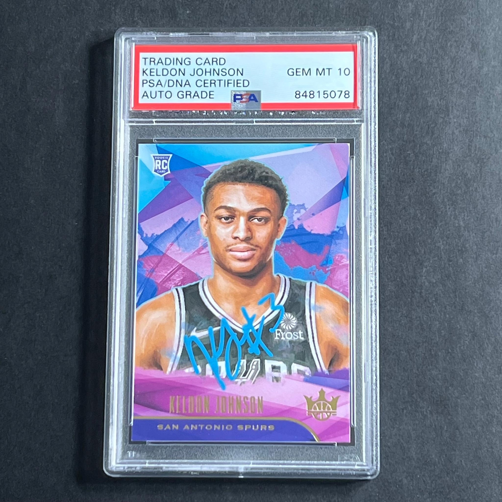 2019-20 Panini Court Kings #69 Keldon Johnson Signed Card Auto Grade 10 PSA Slab
