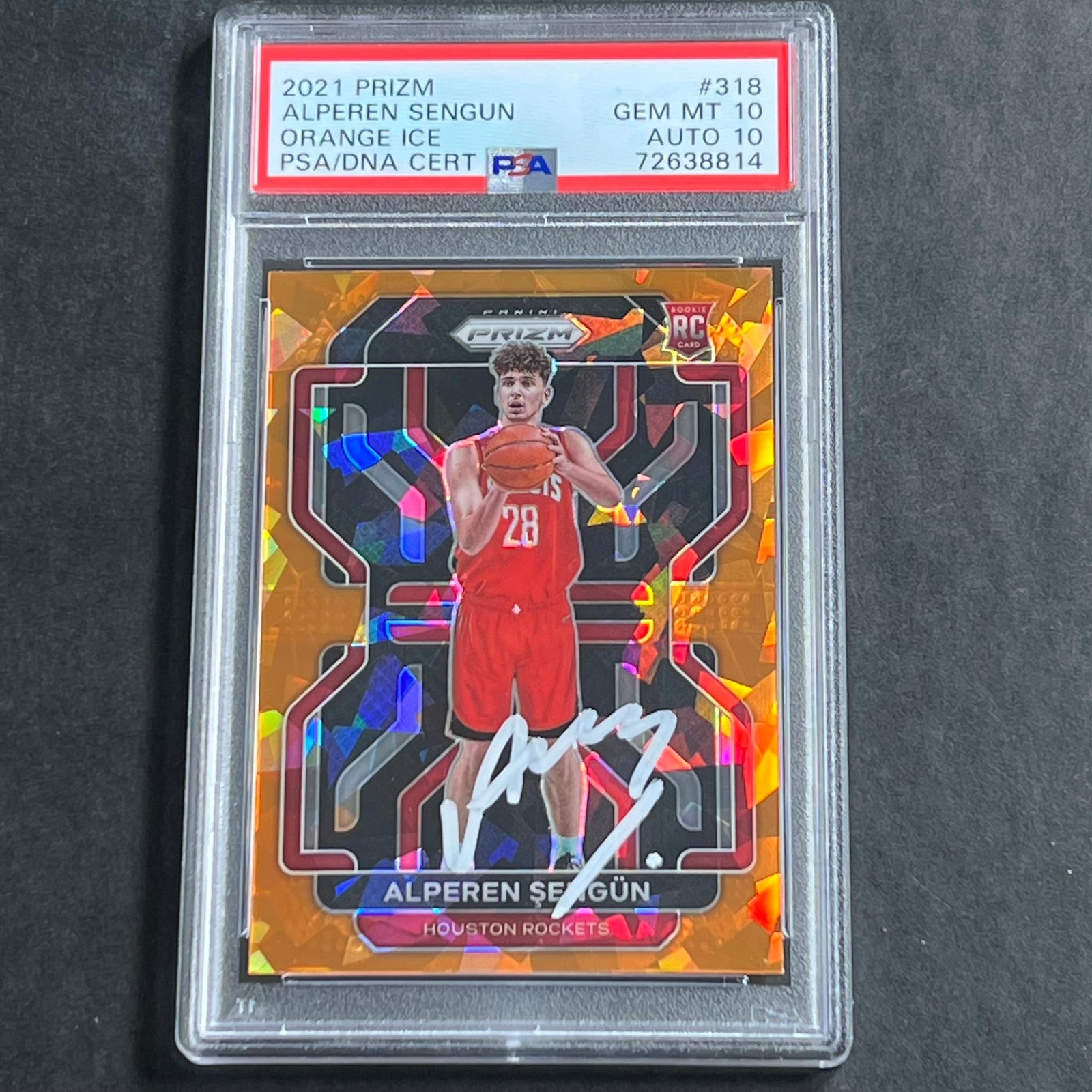 2021-22 Panini Prizm Orange Ice #318 Alperen Sengun Auto 10 Card 10 PSA Slabbed
