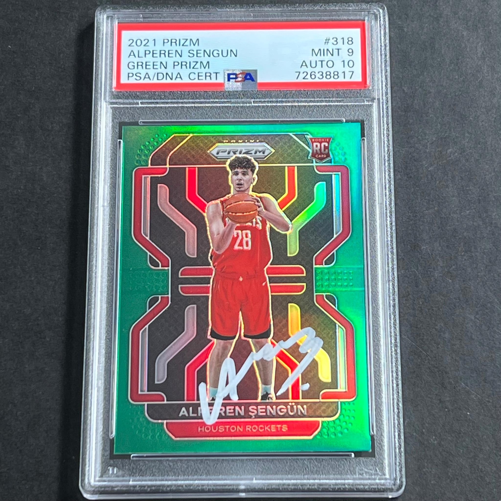 2021-22 Panini Prizm Green #318 Alperen Sengun Auto 10 Card 9 PSA Slabbed RC Ro
