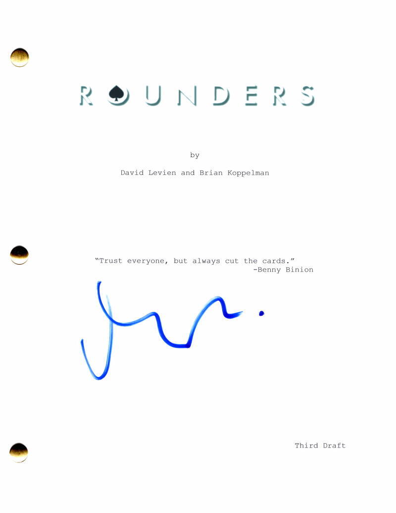 Matt Damon Signed Autograph Rounders Full Movie Script w/ Edward Norton
