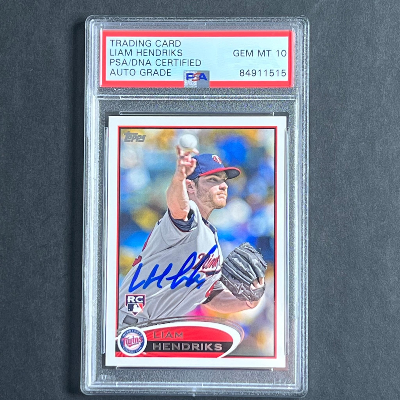 2012 Topps #81 Liam Hendricks Signed Card Auto Grade 10 PSA Slabbed White Sox RC
