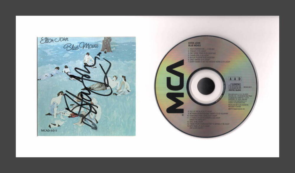 Elton John Signed Autograph Blue Moves CD Display - Ready to Hang! JSA COA
