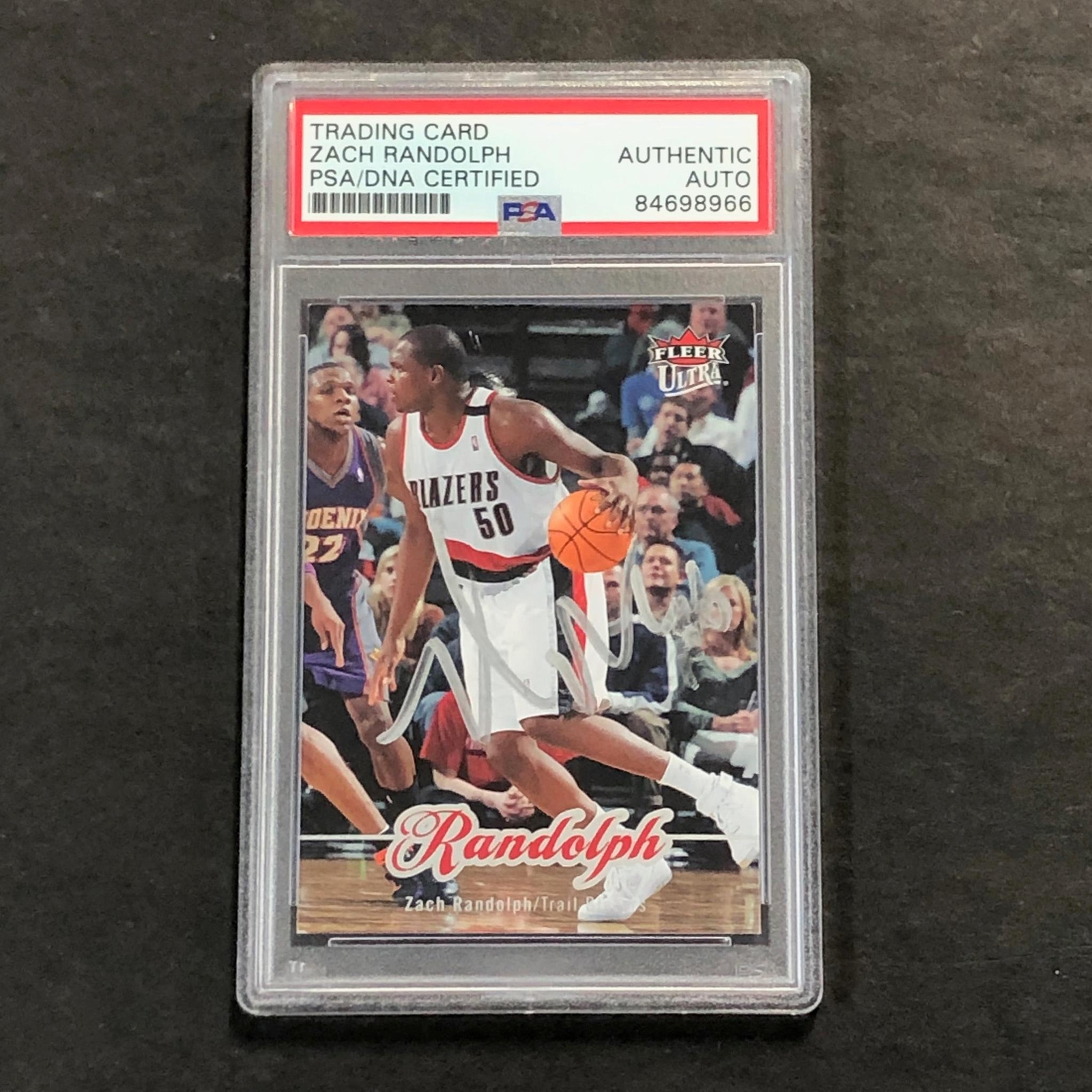 2007-08 NBA Fleer Ultra #155 Zach Randolph signed Card PSA Slabbed Trailblazers
