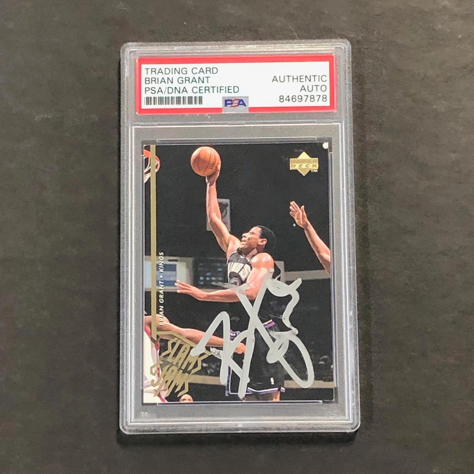 1995 Upper Deck Slam Dunk #351 Brian Grant Signed Card AUTO PSA Slabbed Kings
