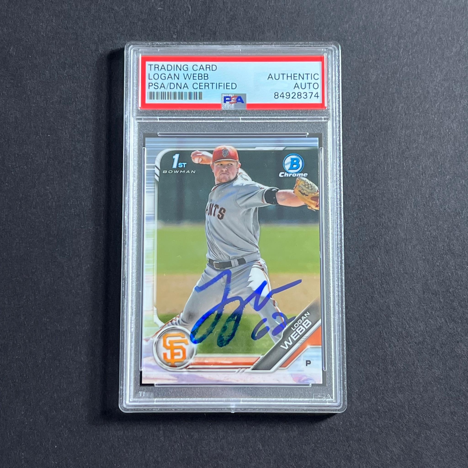 2019 Topps Bowman Chrome #BCP-79 Logan Webb Signed Card PSA Slabbed Auto Giants

