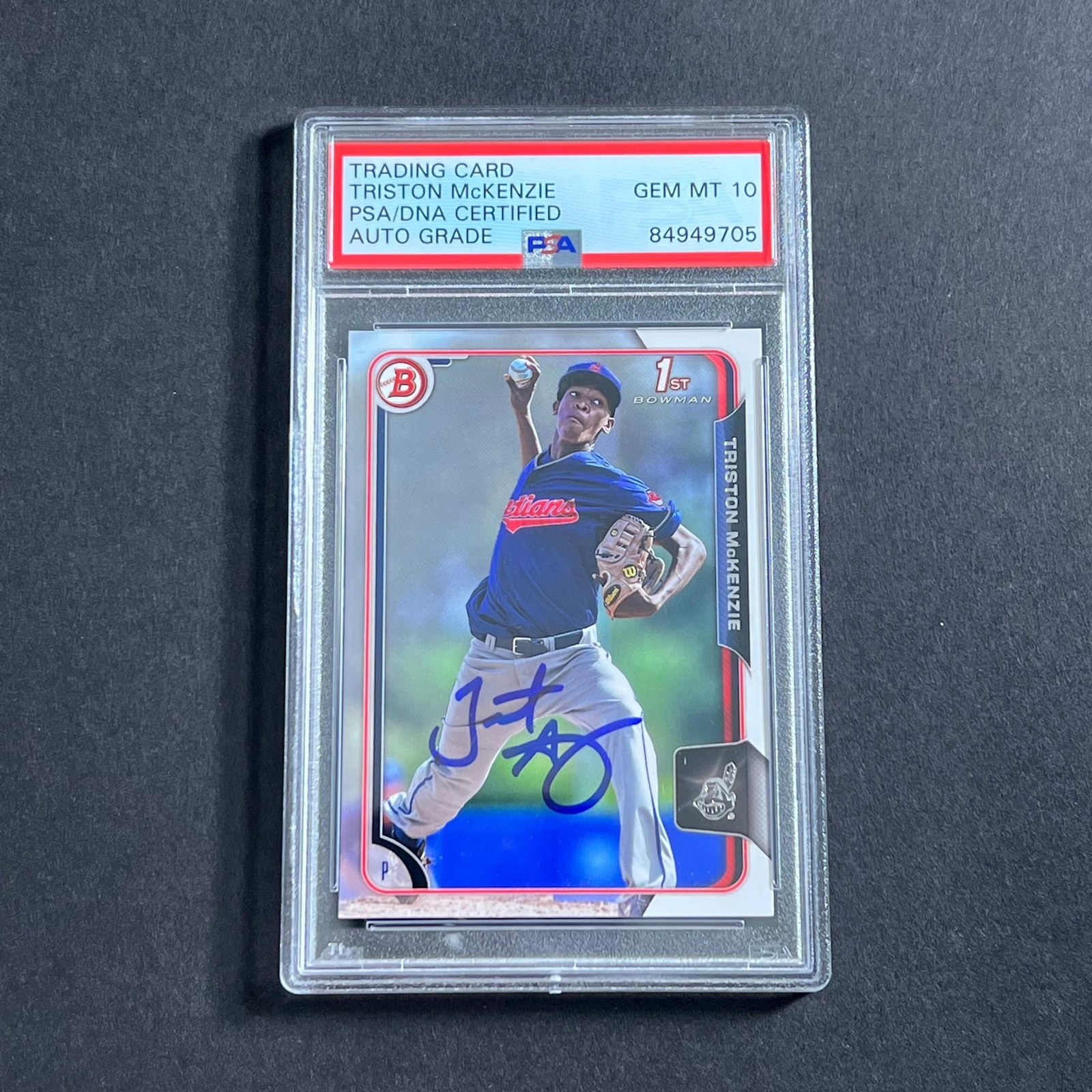 2015 Bowman First #96 Triston McKenzie Signed Card PSA Slabbed Auto Graded 10 Cl
